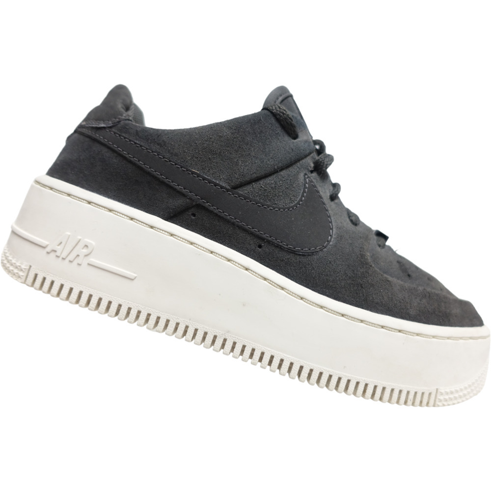 NIKE Women Air Force 1 One Grey 6US Suede Sage Low Platform Chunky Sneakers